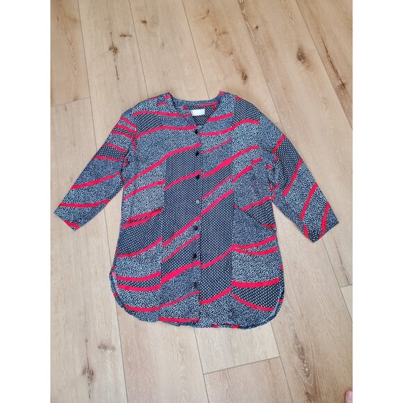 AC Sport Vintage Womens 14 Button Up Blouse Tunic 80s Shoulder Pads Retro READ - Picture 4 of 16